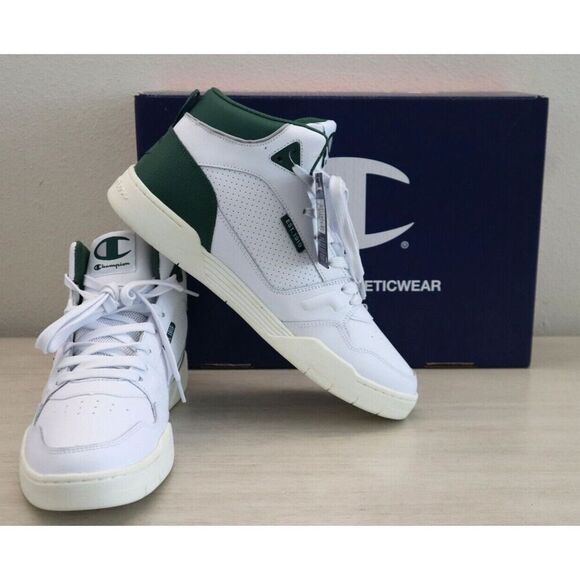 Champion Men's Sz 11.5M White/Green/Chalk 5 On 5 Hi Casual Sneakers Shoes - Picture 1 of 12